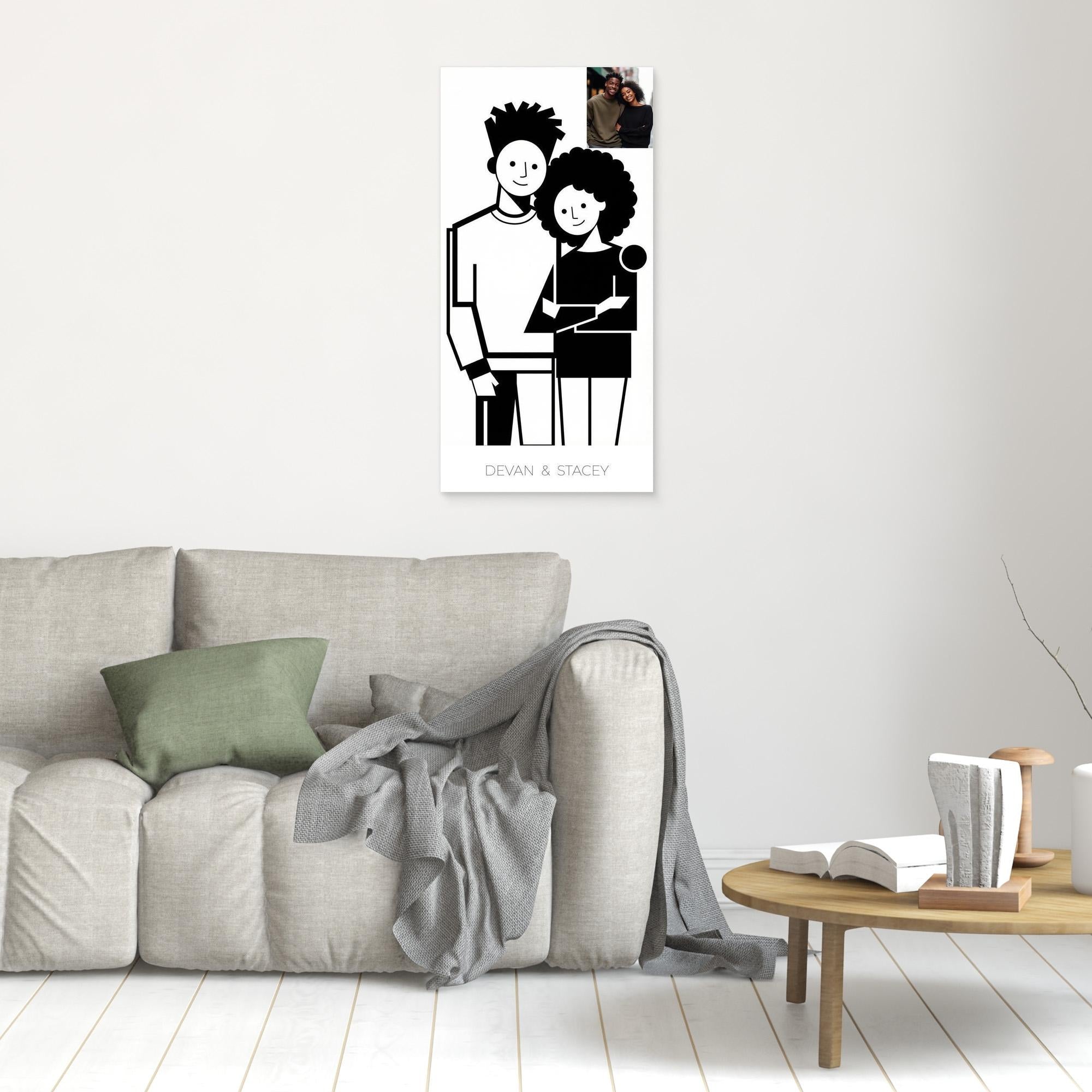 Personalised Couple Portrait Canvas for Bedroom Decor
