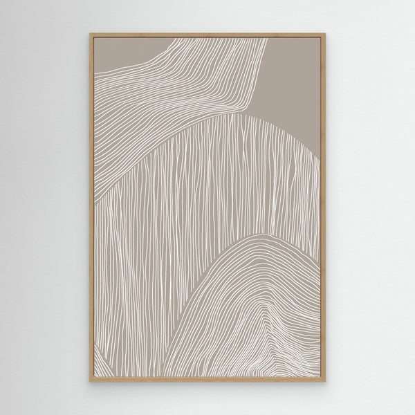 Neutral Abstract Lines – Modern Hallway Wall Art Canvas