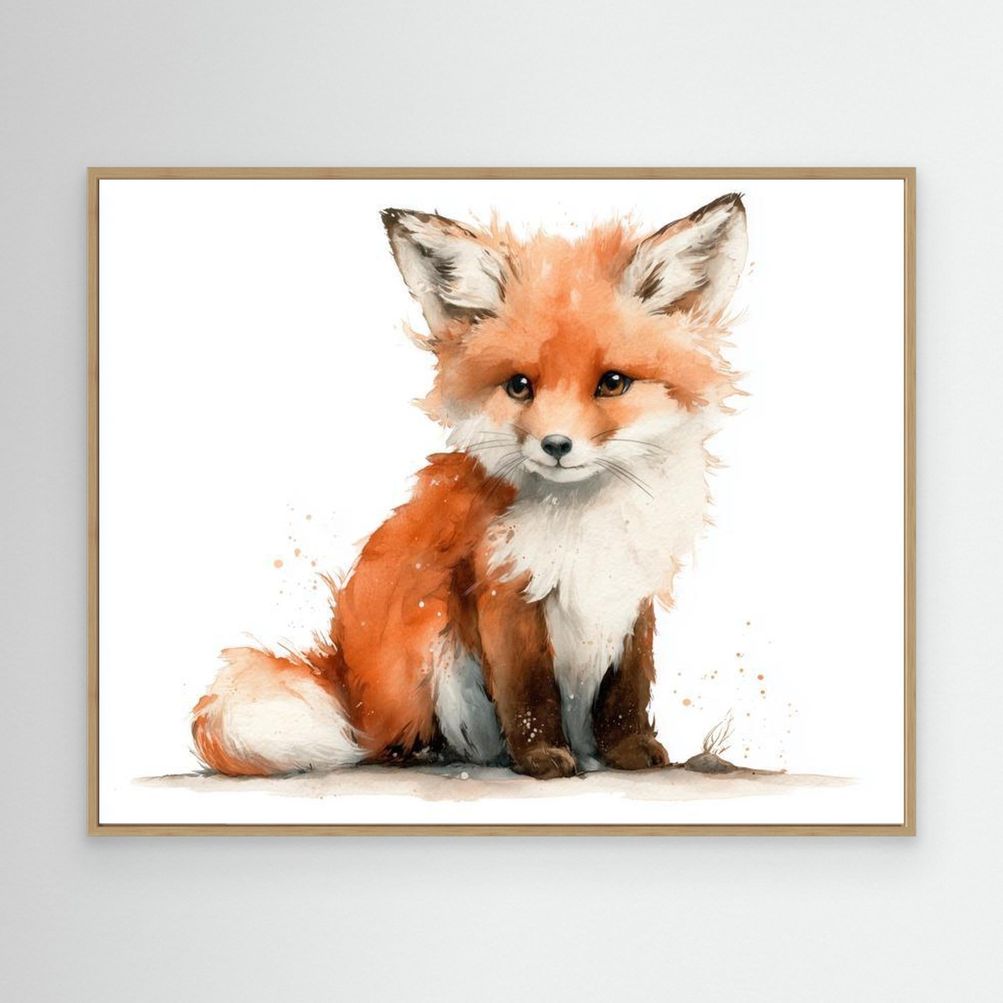 Cute Baby Fox Nursery Wall Art | Woodland Animal Print - Framed Pop Art