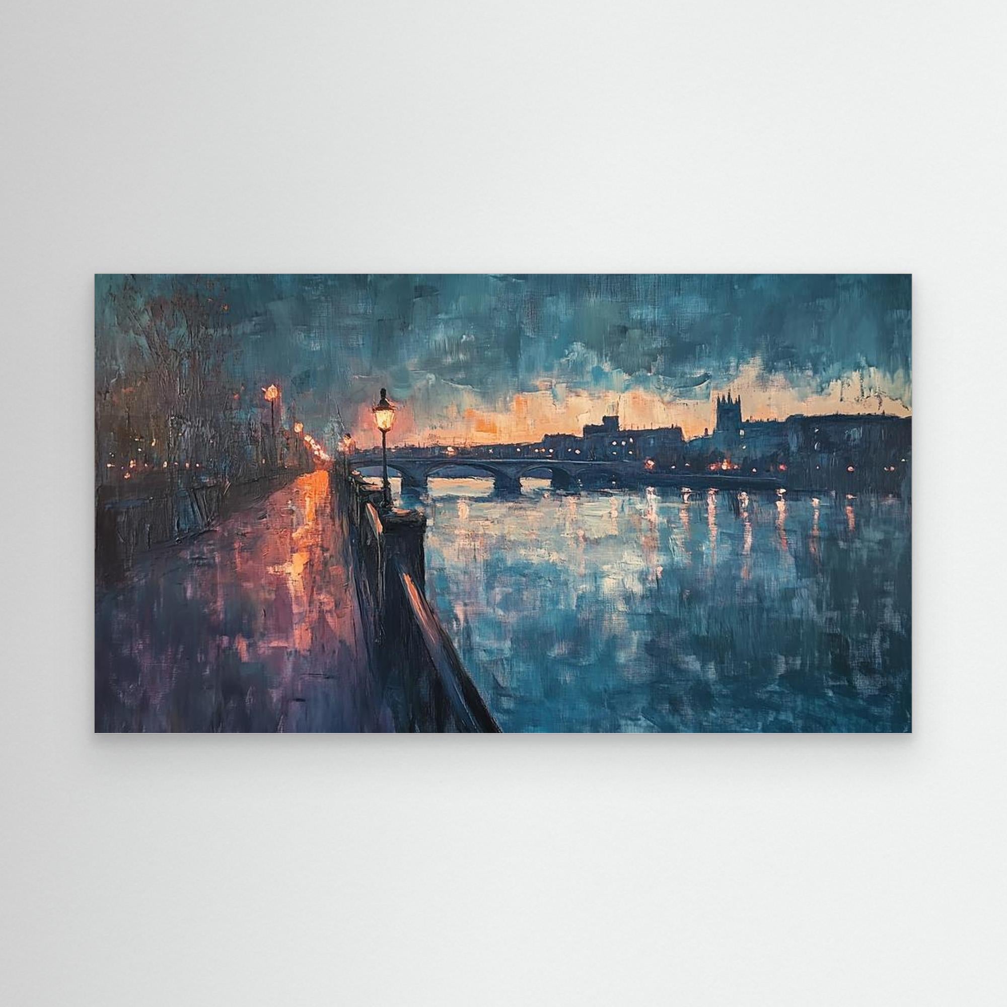 Maidstone Riverfront & Bridges Evening Canvas Print