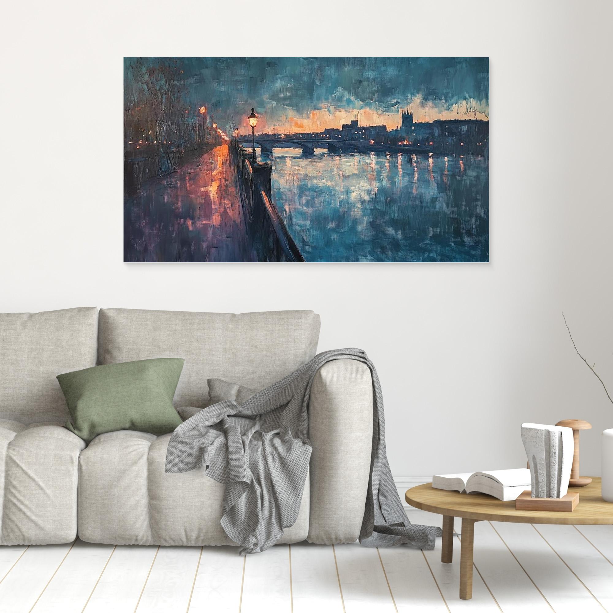 Maidstone Riverfront & Bridges Evening Canvas Print