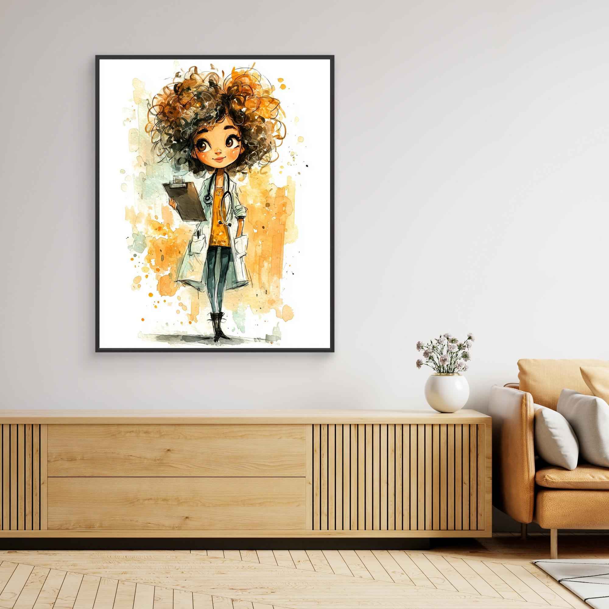Future Doctor Kids Watercolour Wall Art - Framed Pop Art