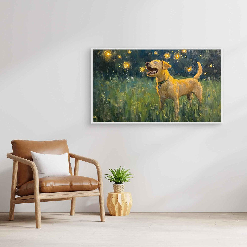 Yellow Labrador Fireflies Nursery Wall Art | Dog Gift UK
