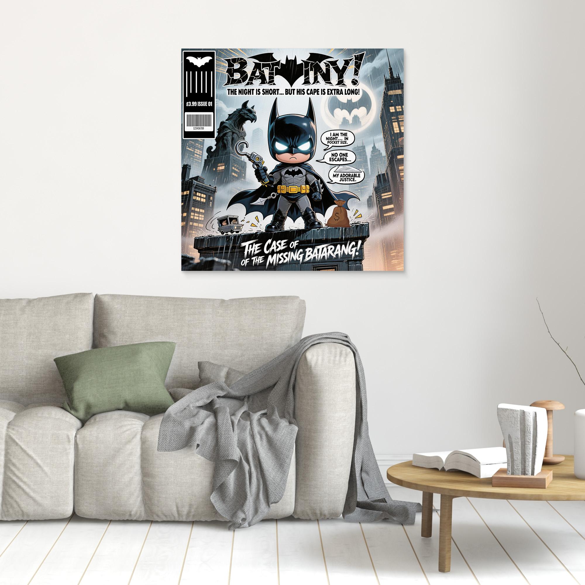 Bat-Tiny Chibi Superhero Art Print | Cute Comic Wall Art