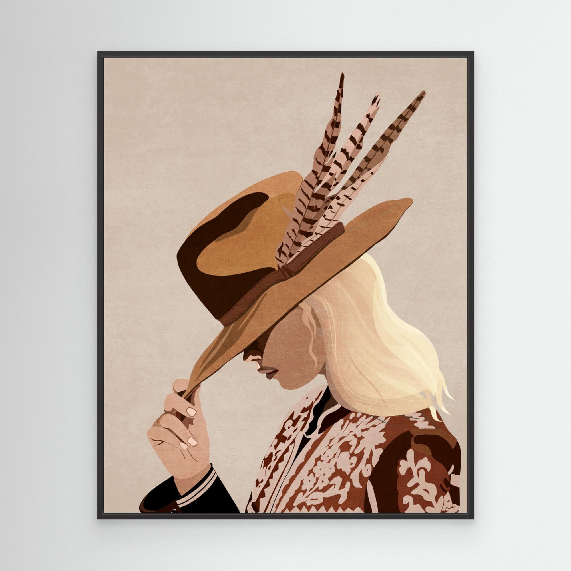 Rustic Cowgirl Art Print | Earthy Western Bedroom Decor - Framed Pop Art
