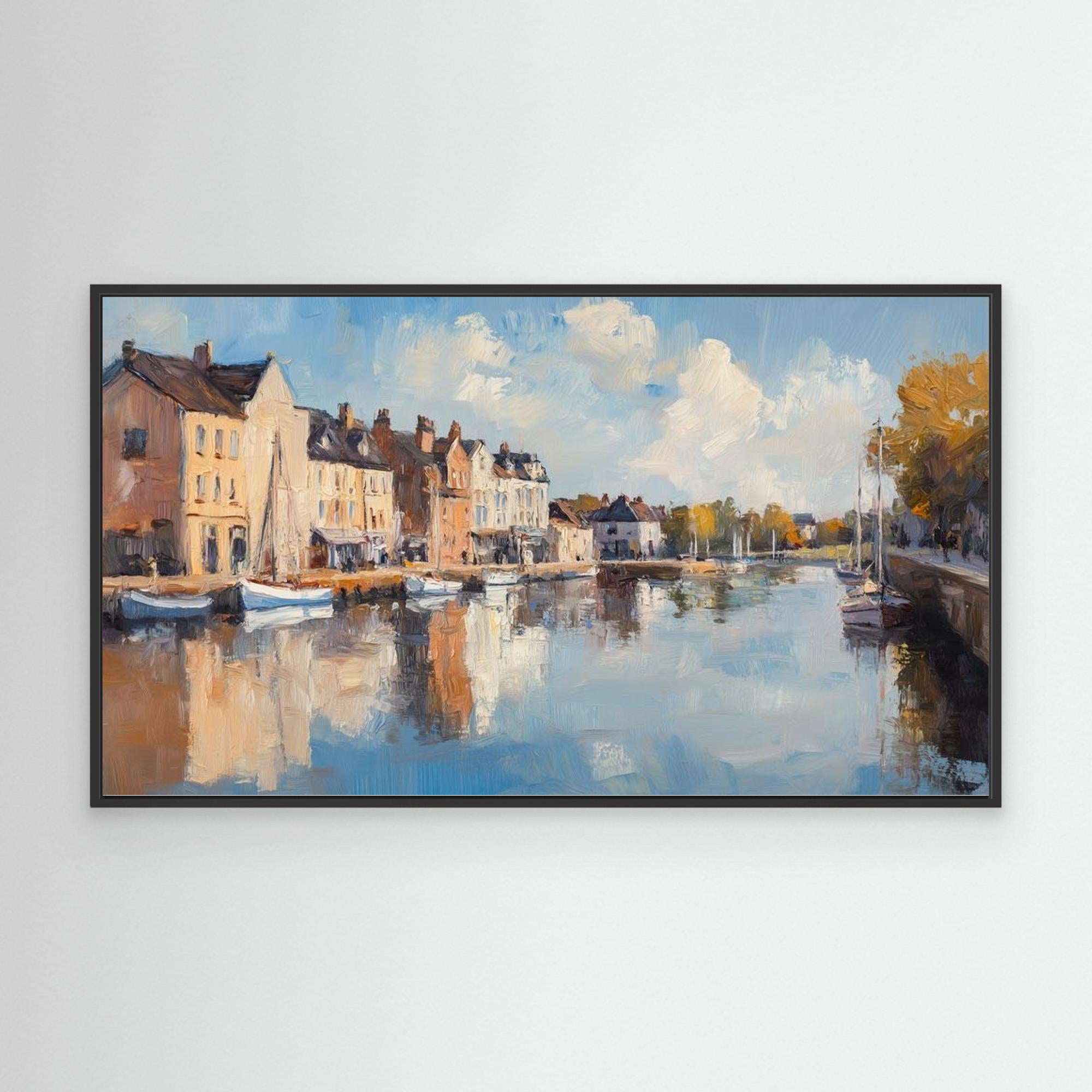 Harbour Reflections Panoramic Canvas Wall Art Print