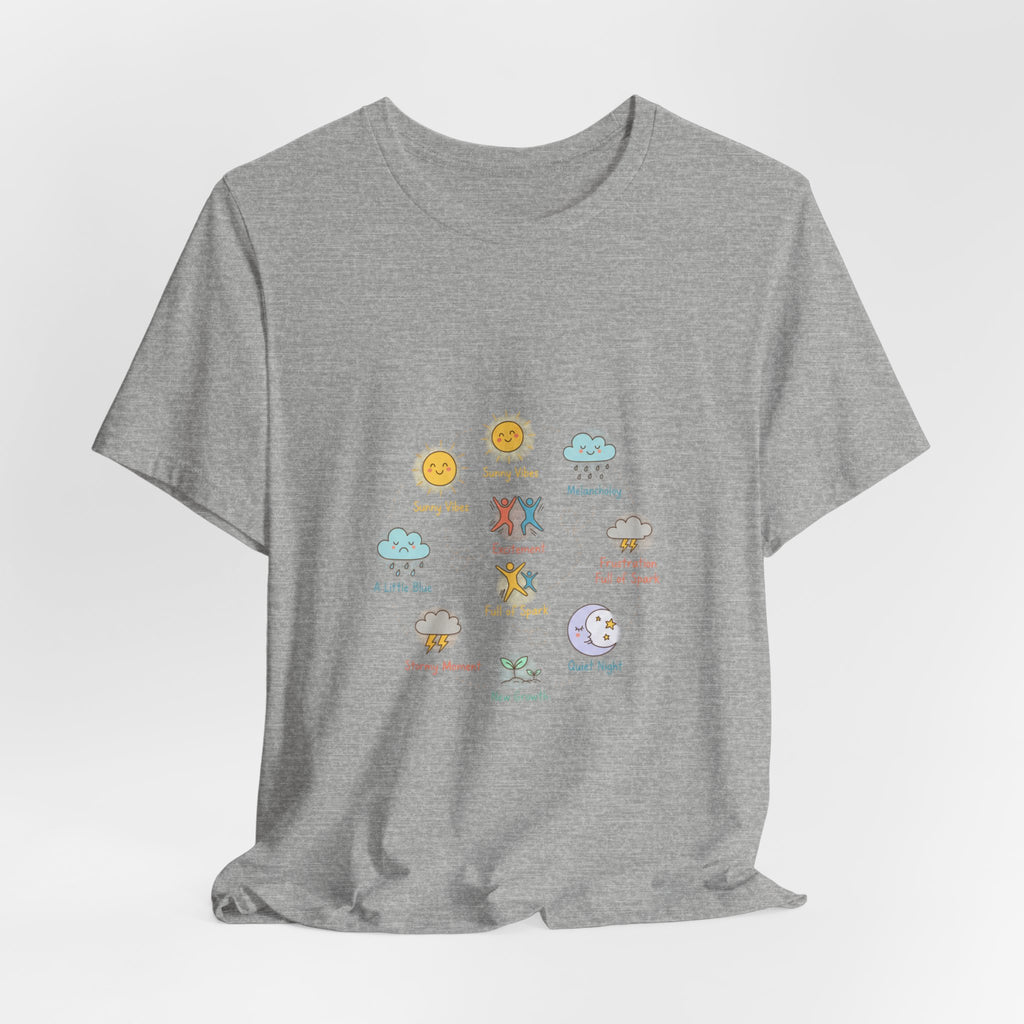 Mood Forecast T-Shirt | Whimsical Weather Emotions Tee - Framed Pop Art