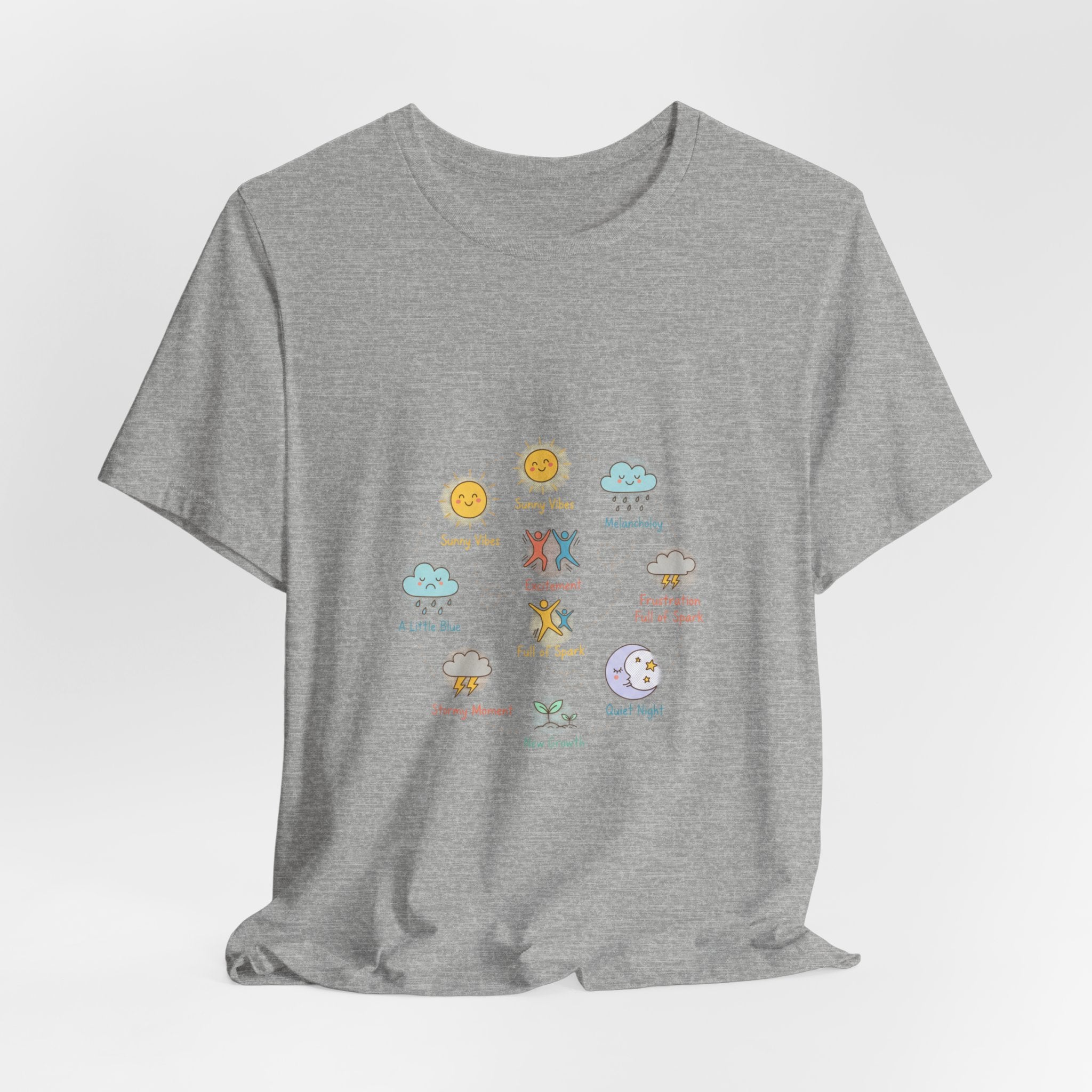 Mood Forecast T-Shirt | Whimsical Weather Emotions Tee - Framed Pop Art