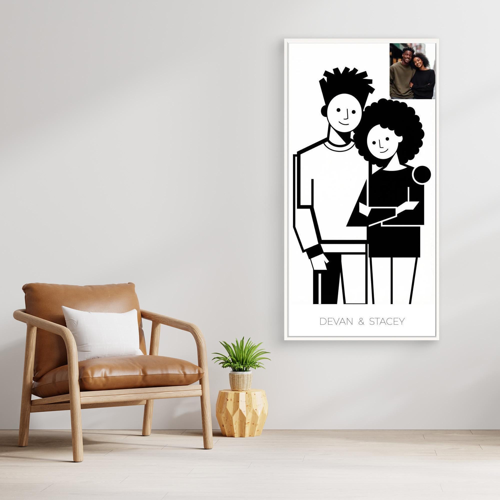 Personalised Couple Portrait Canvas for Bedroom Decor