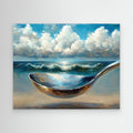 Surreal Beach Spoon Canvas Art | Modern Kitchen Wall Decor - Framed Pop Art