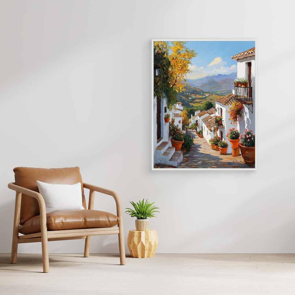 Sunny Spanish Village Street Canvas Print