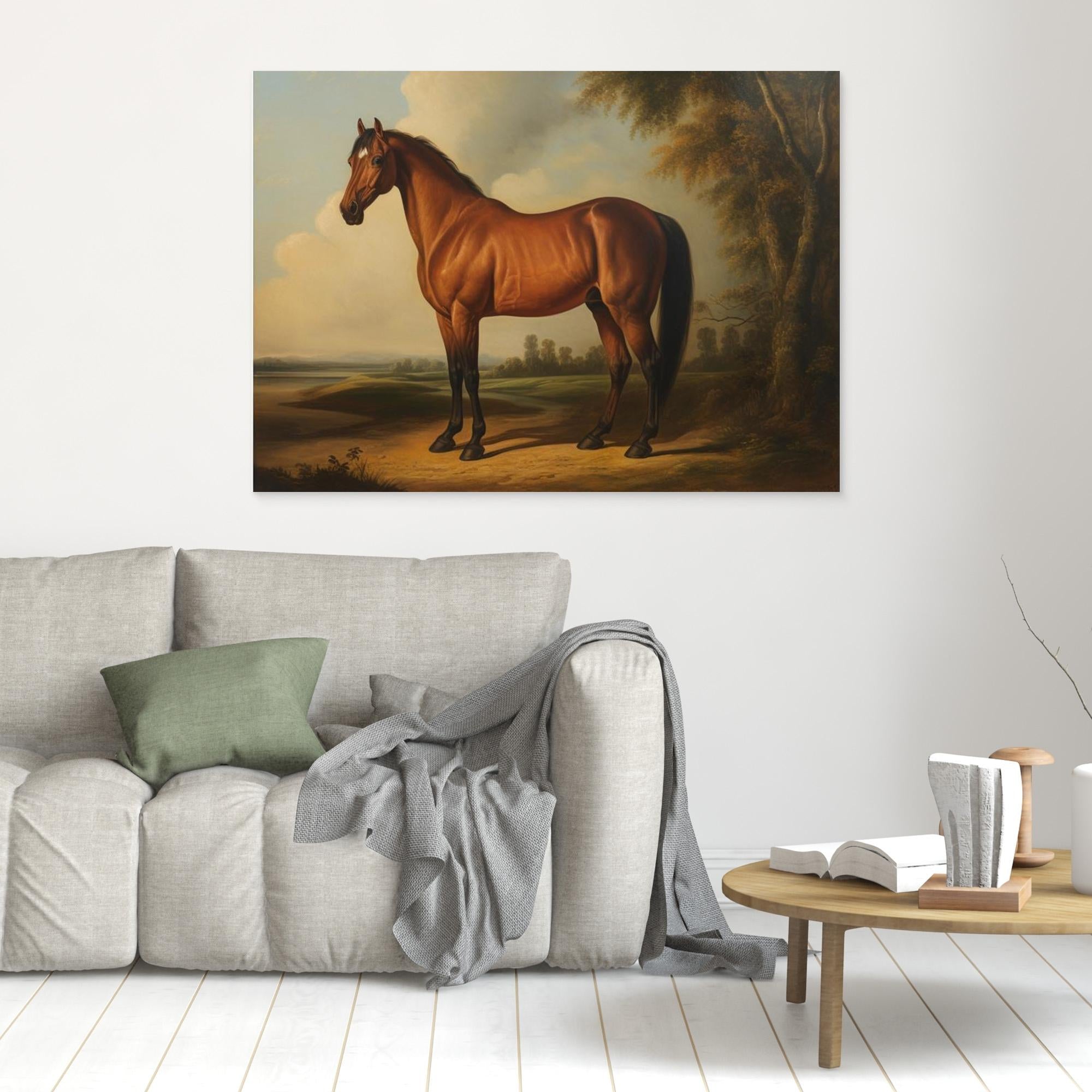 Antique Horse Oil Painting | Traditional Study & Office Decor - Framed Pop Art