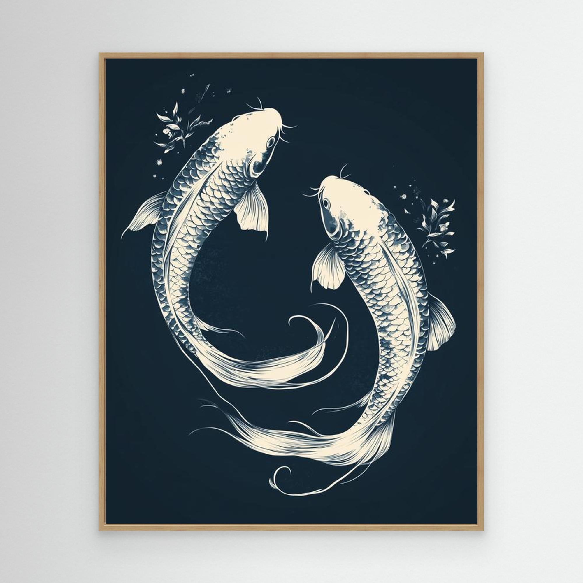 Koi Fish Yin Yang Canvas Print – Japanese Zen Wall Art