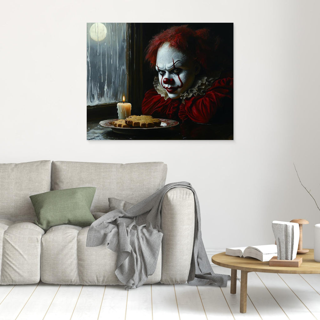 Creepy Clown Horror Canvas Wall Art Print for Night Owls - Framed Pop Art