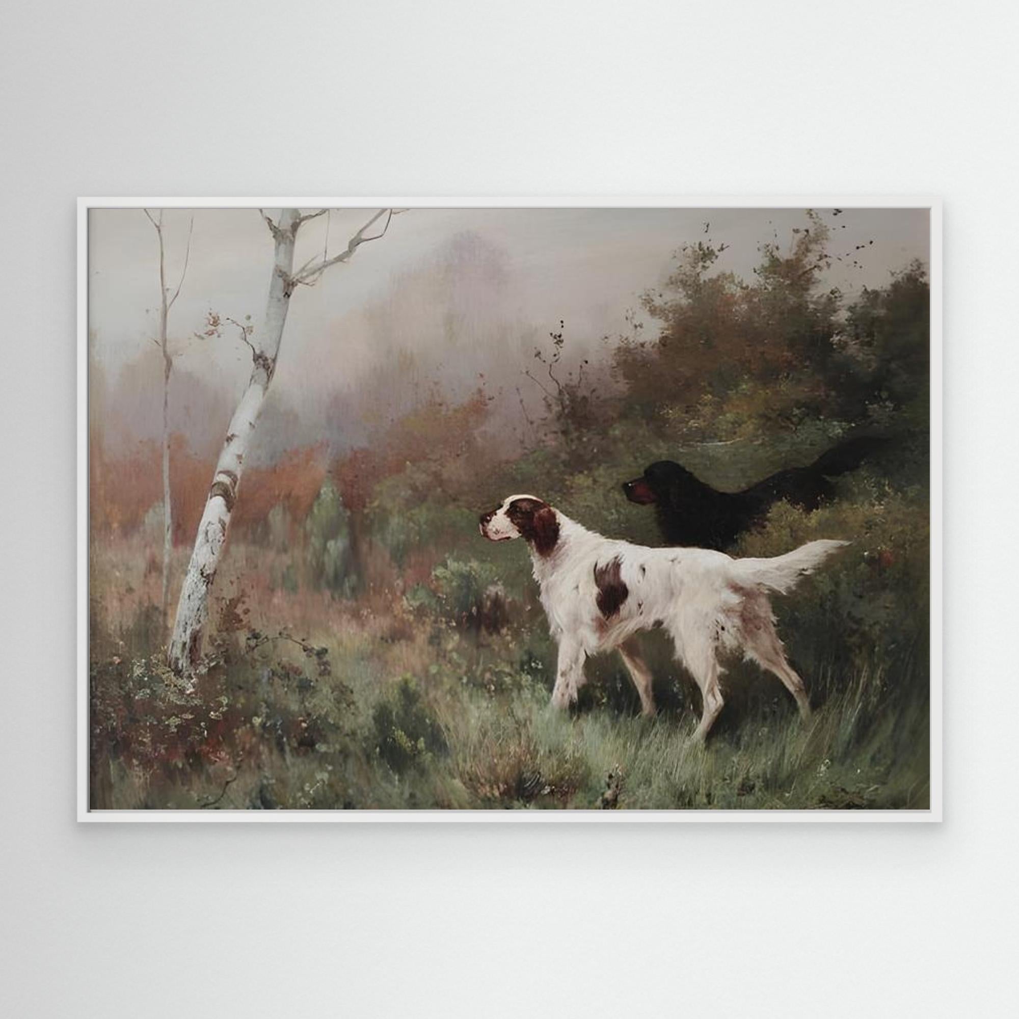 Vintage Hunting Dogs Landscape | Hallway Wall Art - Framed Pop Art