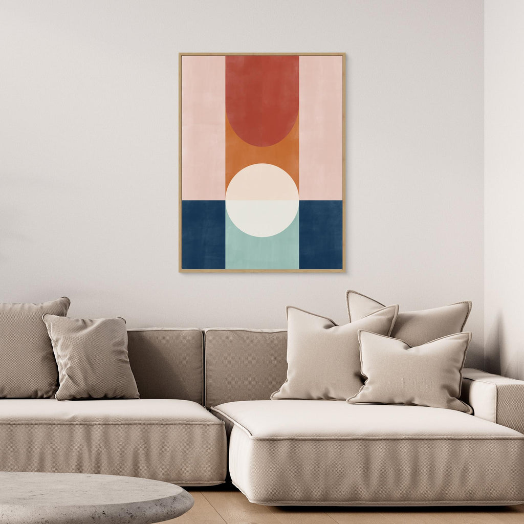 Modern Abstract Geometric Canvas – Hallway Wall Art - Framed Pop Art