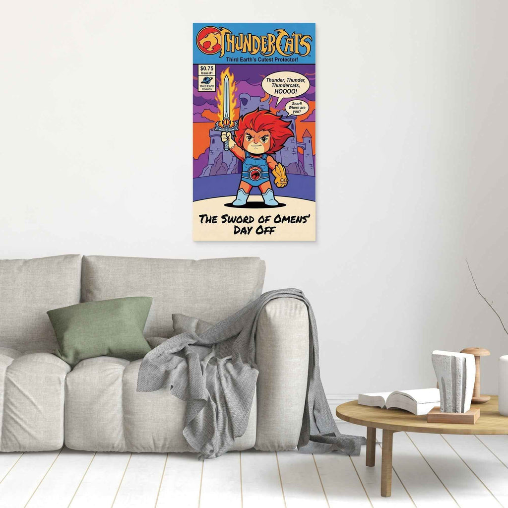 Thundercats Lion-O Parody Comic Art Canvas | Retro Wall Decor - Framed Pop Art