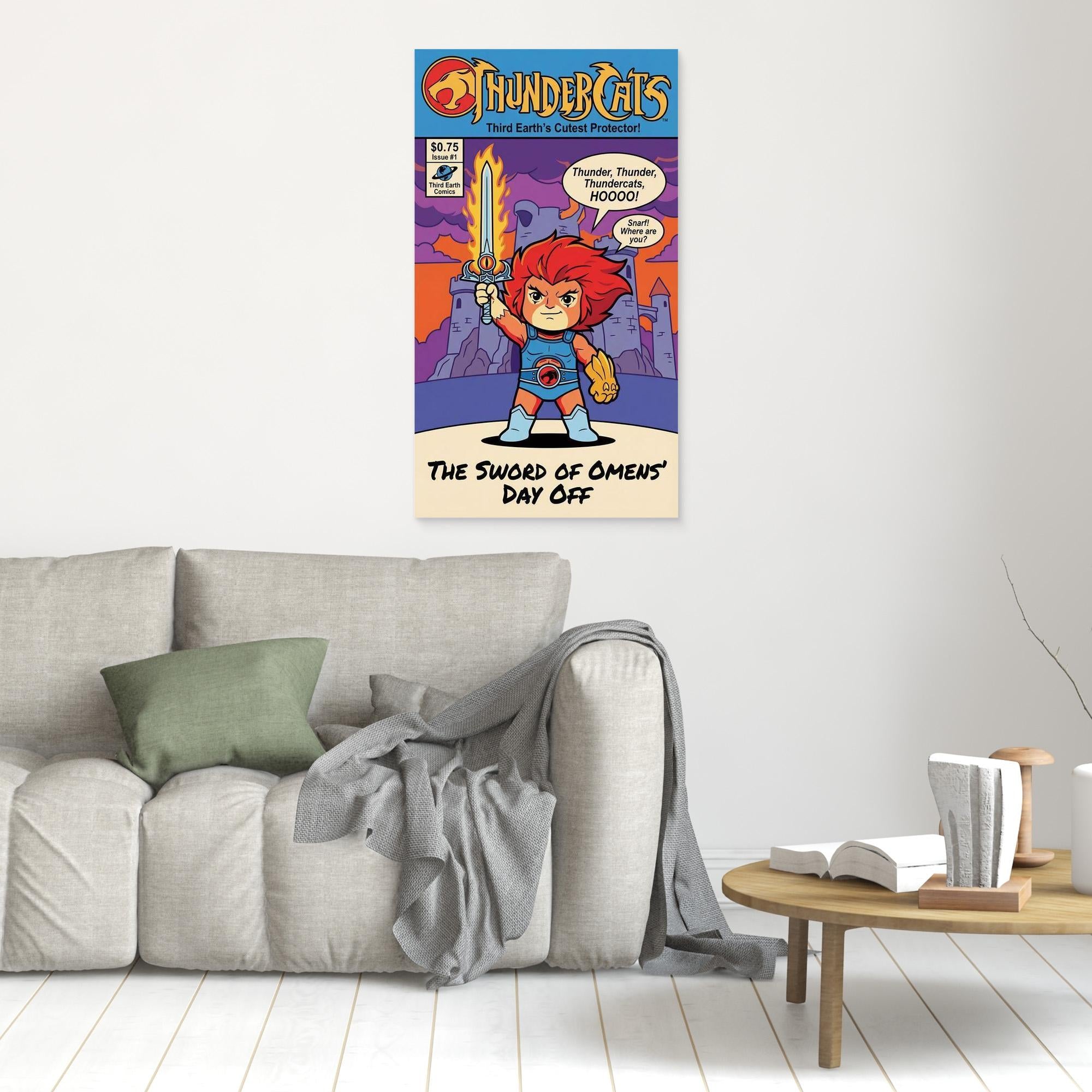 Thundercats Lion-O Parody Comic Art Canvas | Retro Wall Decor