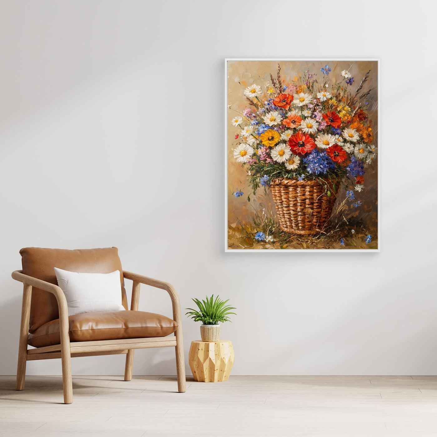 Wildflower Canvas Wall Art | Floral Basket Decor | Nursery Art