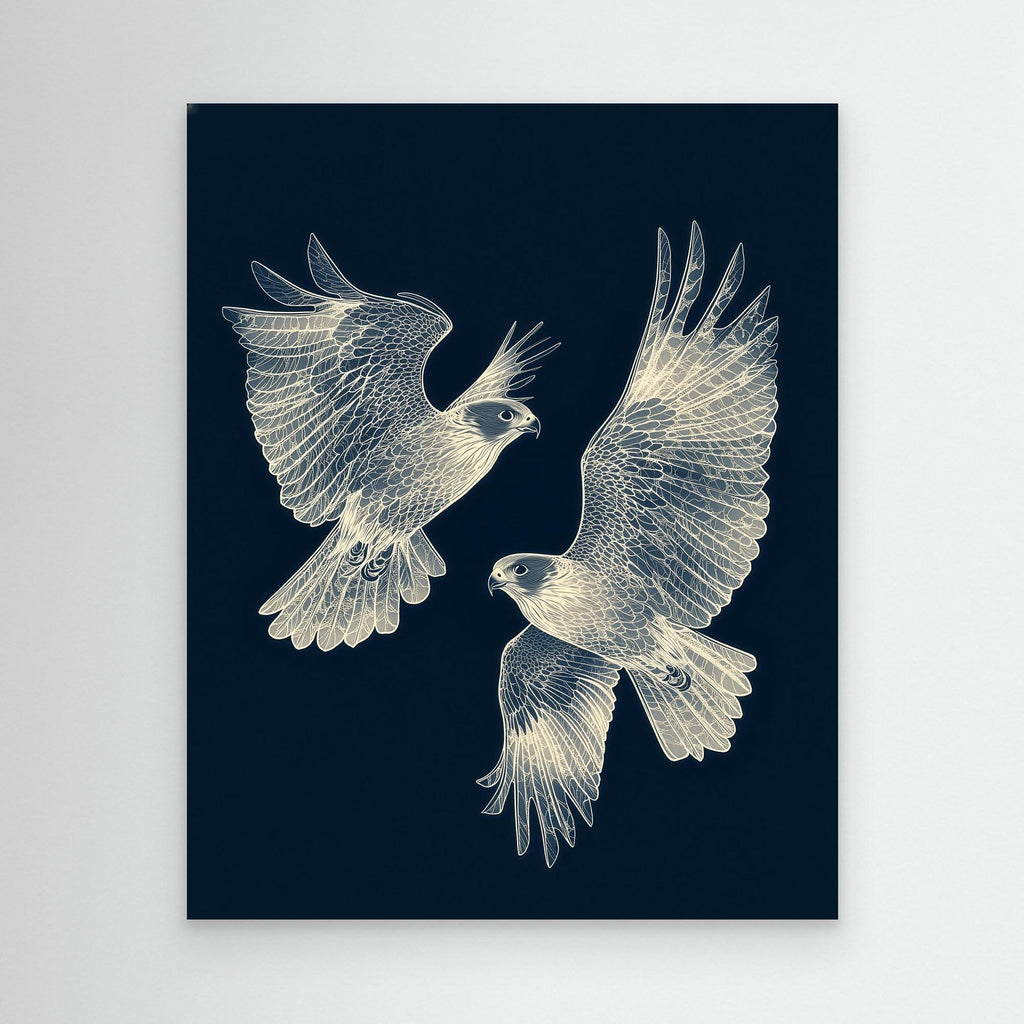Large Framed Wall Art – Elegant Falcon Birds Canvas - Framed Pop Art
