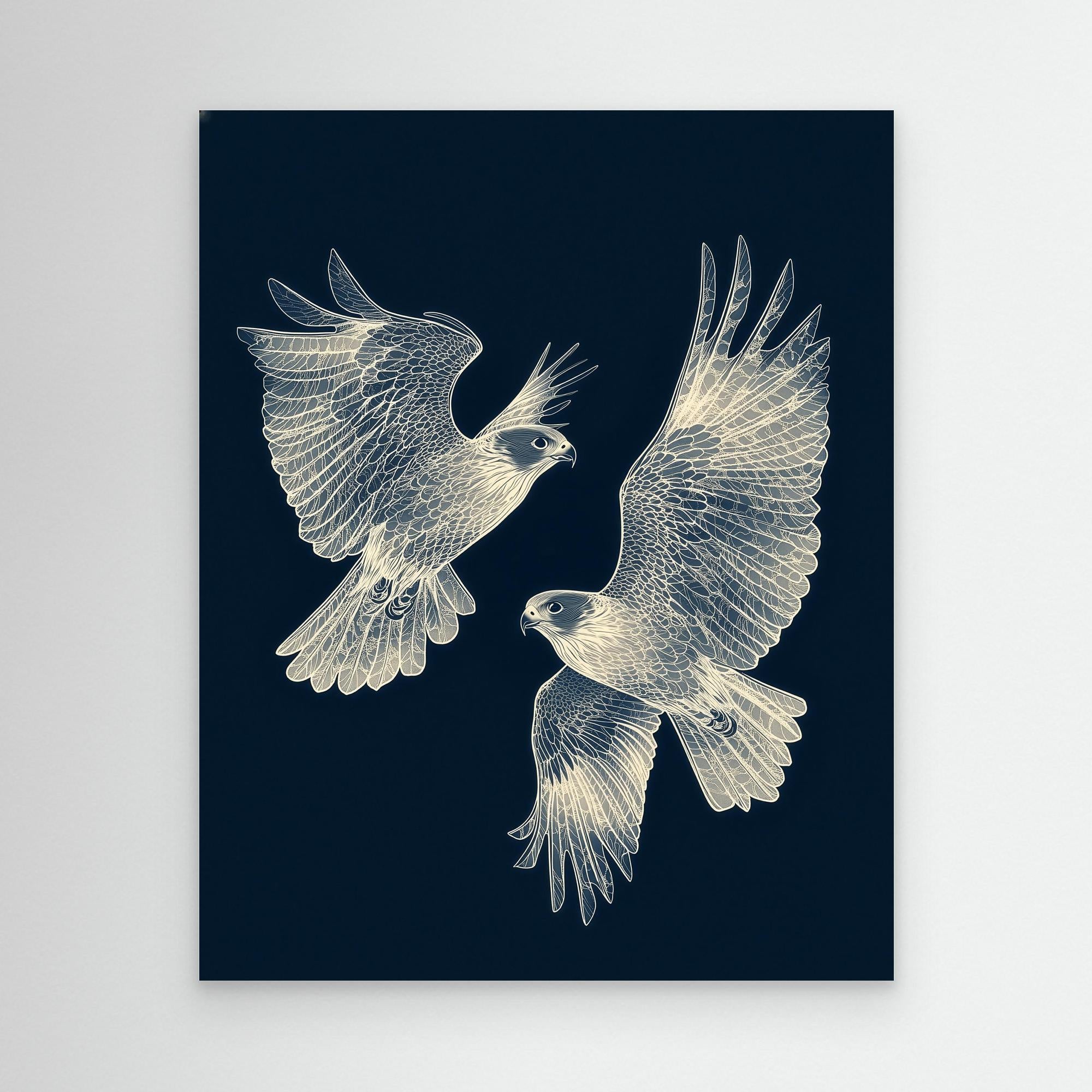 Large Framed Wall Art – Elegant Falcon Birds Canvas - Framed Pop Art
