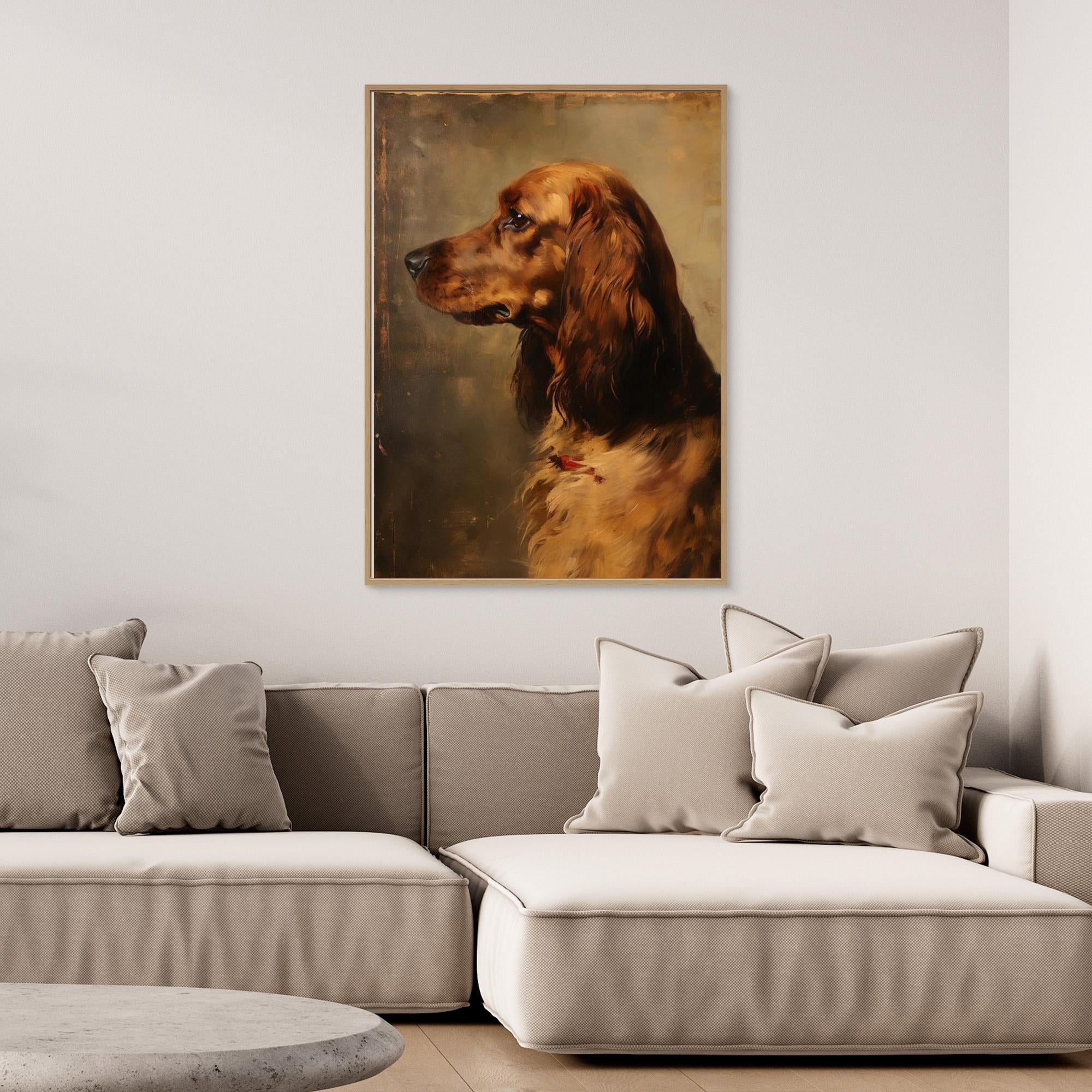 Vintage Setter Dog Oil Painting | Hallway Wall Art - Framed Pop Art