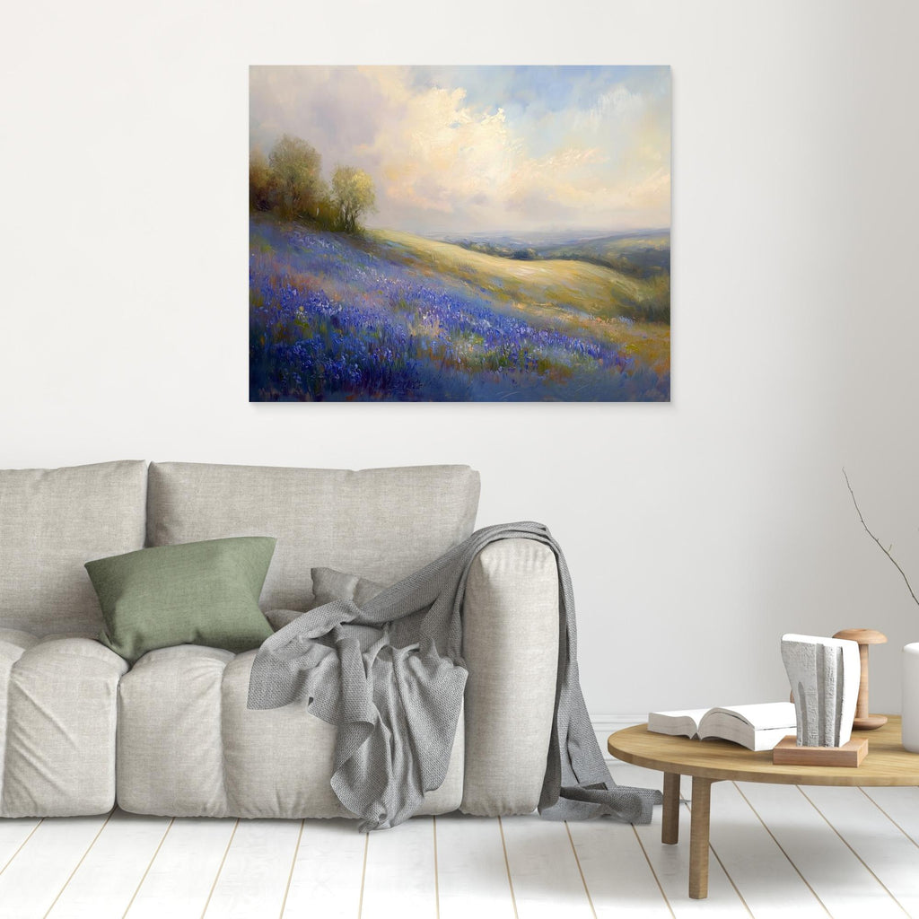 Bluebell Meadow Landscape Canvas Wall Art for Bedroom - Framed Pop Art