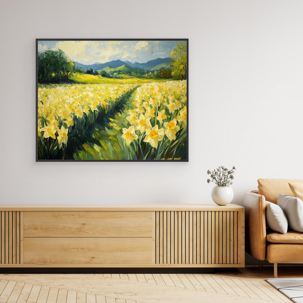 Daffodil Field Canvas Wall Art for Living Room Decor