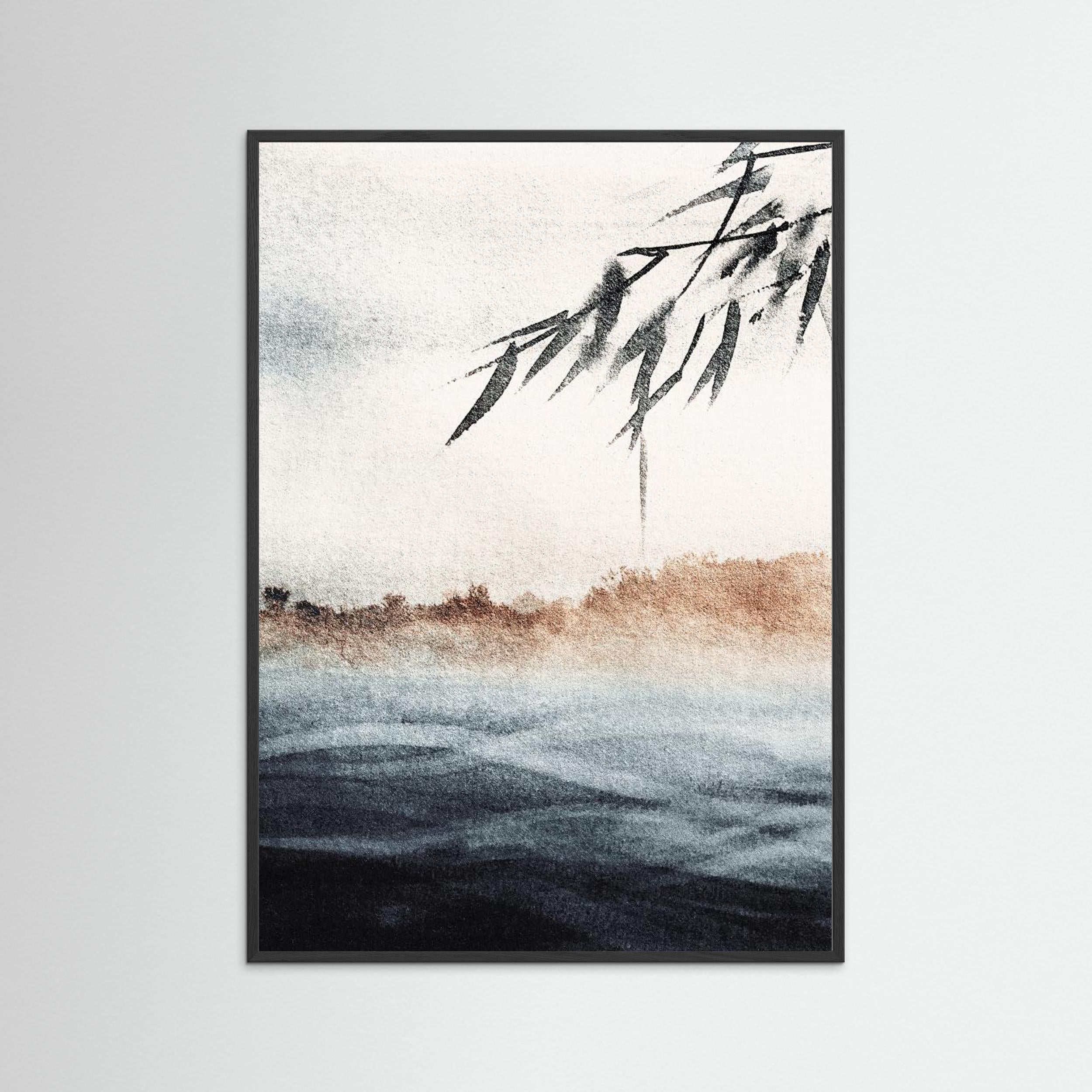 Japandi Bamboo Abstract Wall Art | Zen Nature Print for Living Room - Framed Pop Art