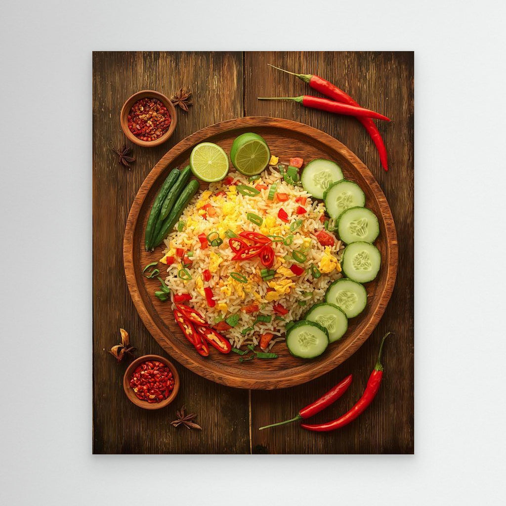 Spicy Lime Fried Rice Rustic Kitchen Canvas Art Print - Framed Pop Art