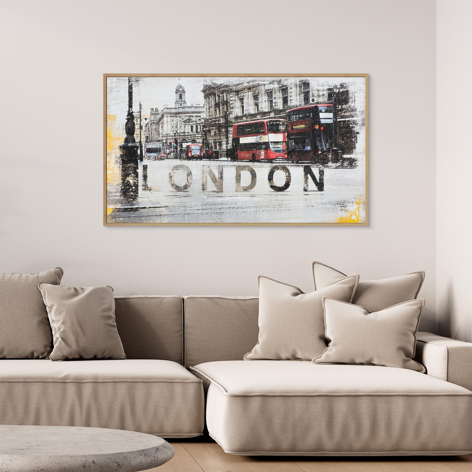 London Cityscape Red Bus Canvas Art