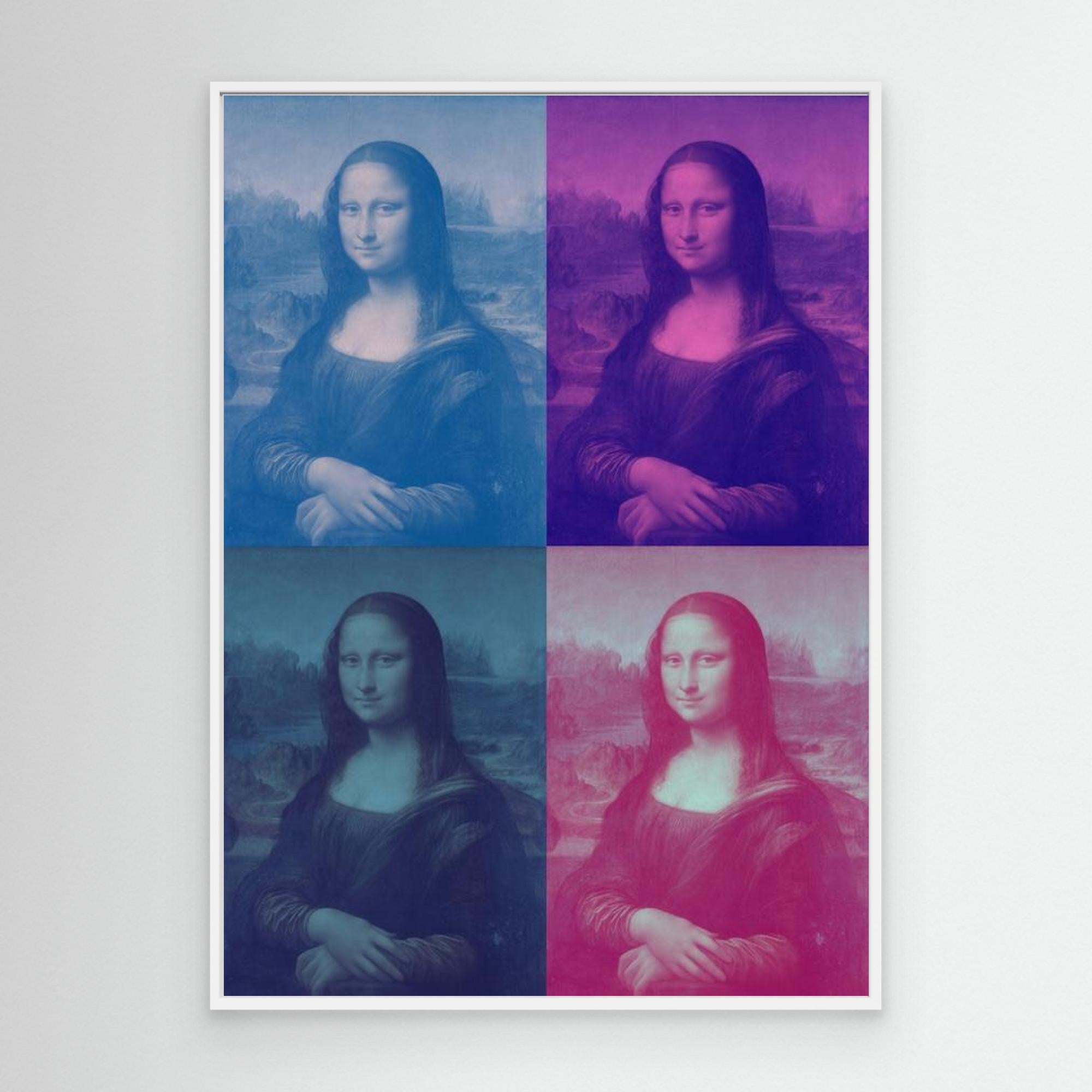Mona Lisa Pop Art Canvas - Vibrant 4-Panel Framed Print