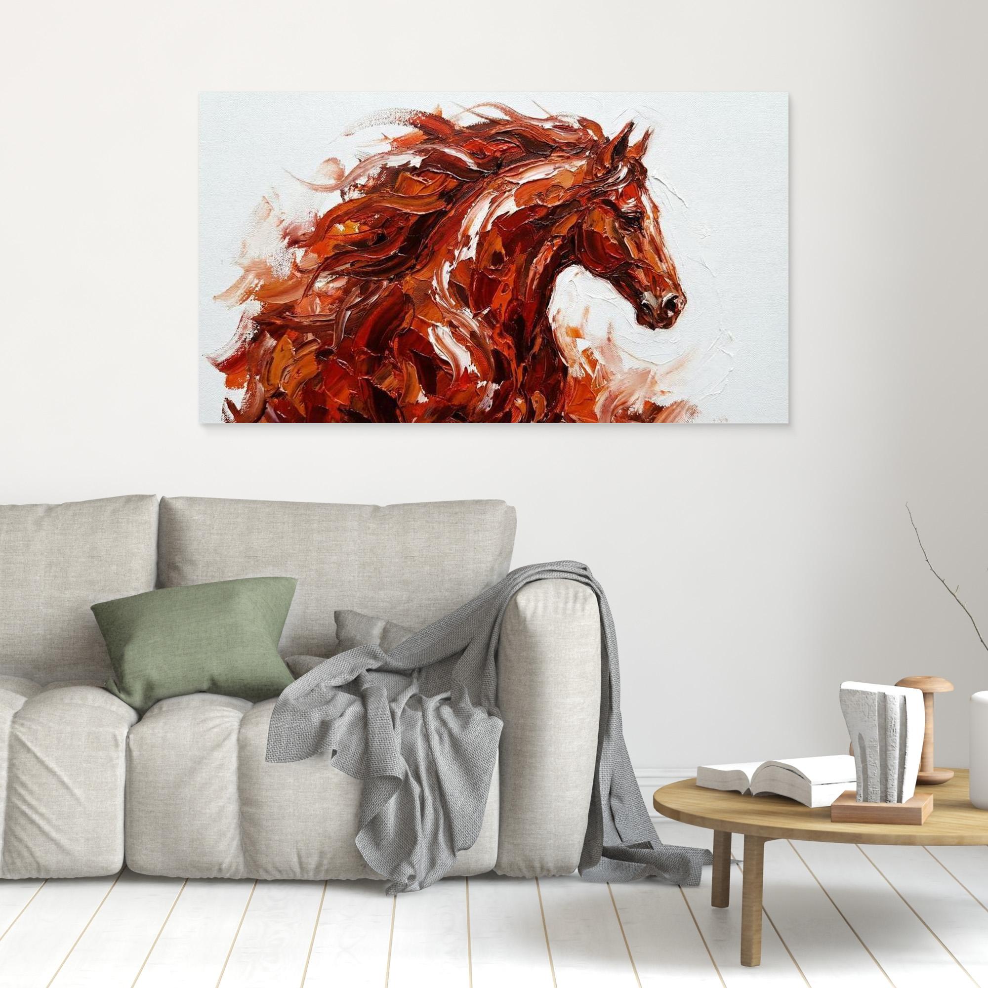 Fire Horse Canvas Print for Modern Living Room Decor - Framed Pop Art