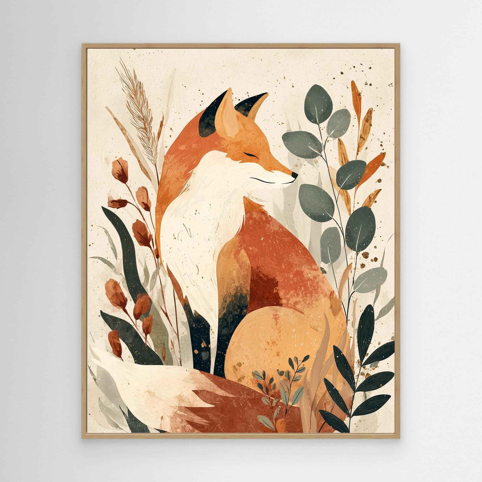 Serene Fox Woodland Canvas Art - Framed Pop Art