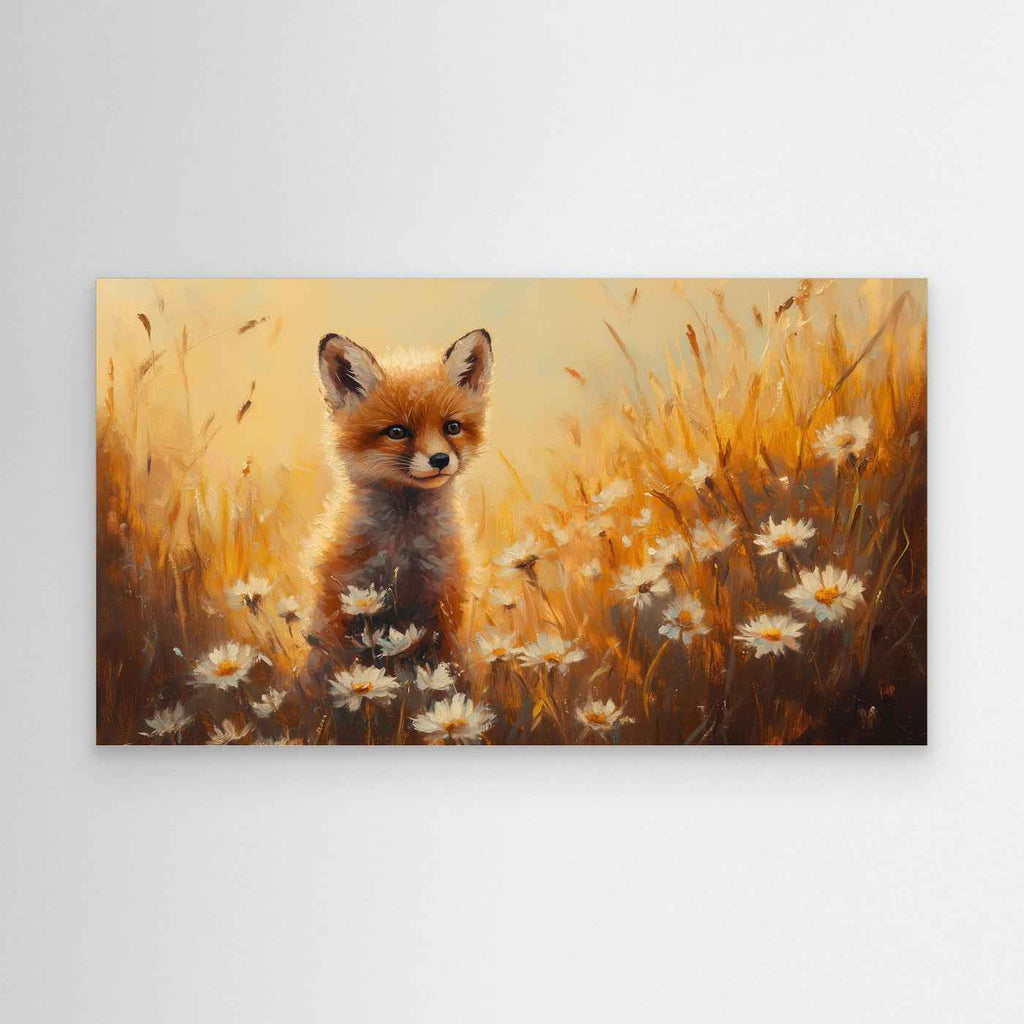 Fox Cub Nursery Wall Art | Woodland Animal Framed Canvas