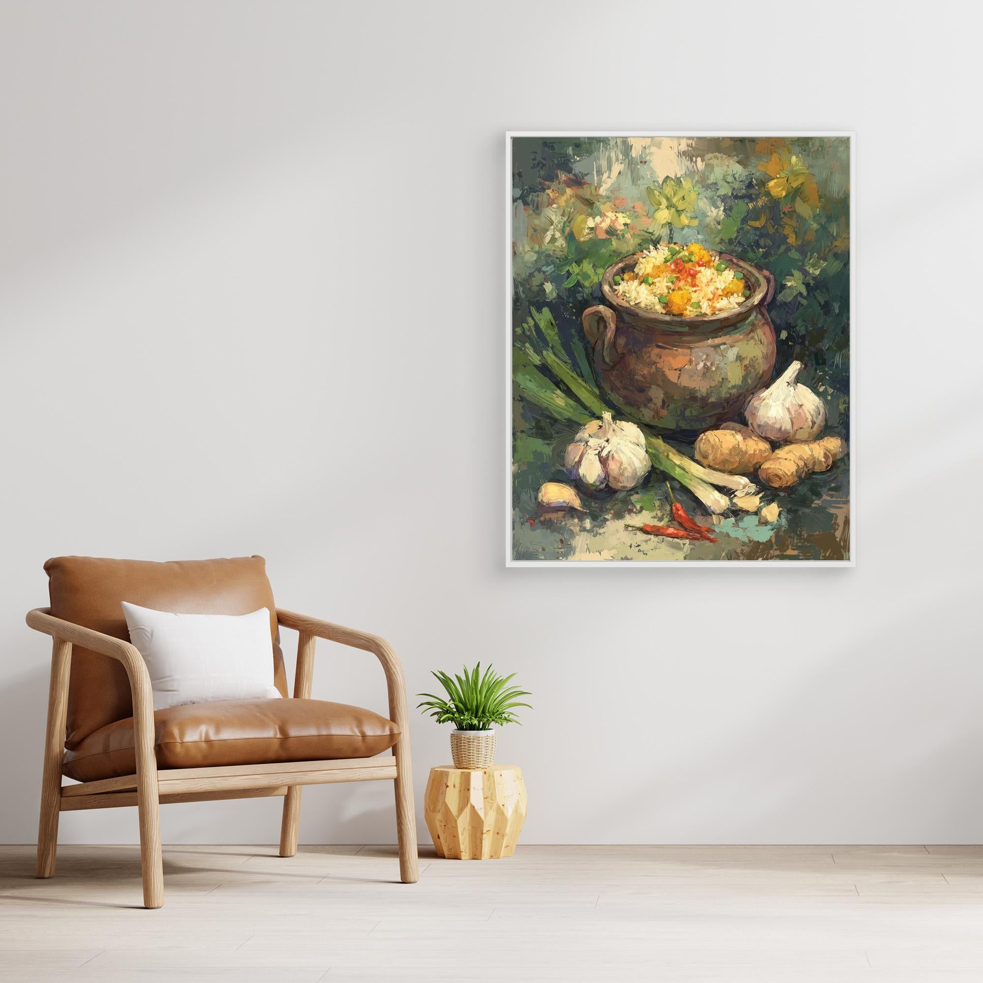 Rustic Rice Pot Kitchen Canvas Foodie Wall Art Print - Framed Pop Art