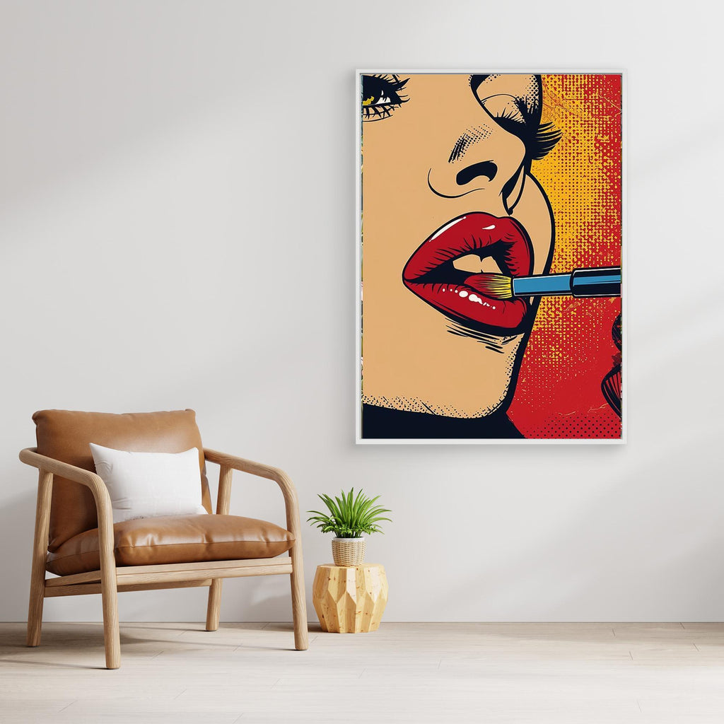 Pop Art Lipstick Wall Art Canvas for Beauty Salon Decor - Framed Pop Art