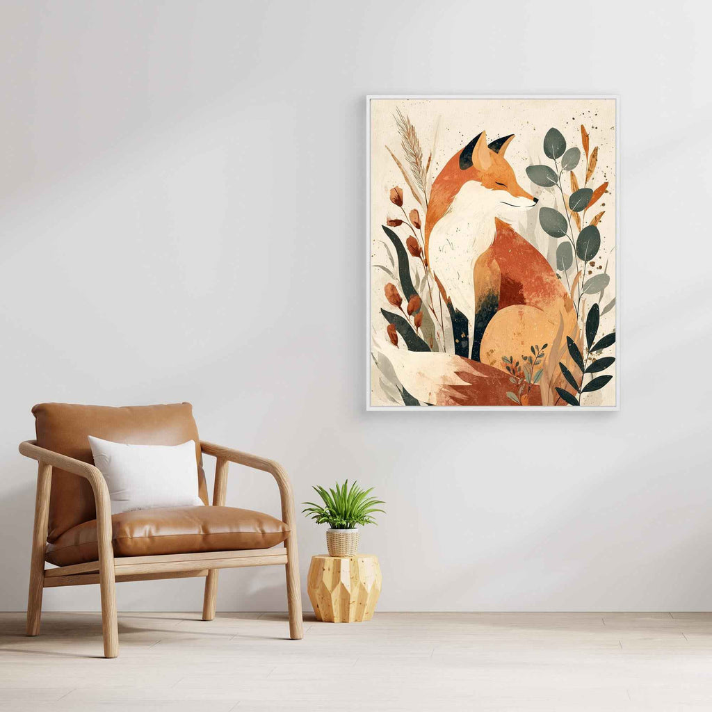Serene Fox Woodland Canvas Art - Framed Pop Art