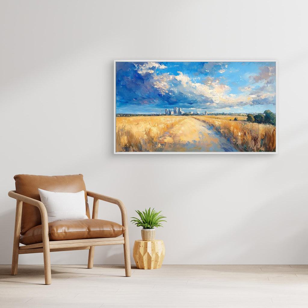 Ashford Skyline & Fields Countryside Canvas Print - Framed Pop Art