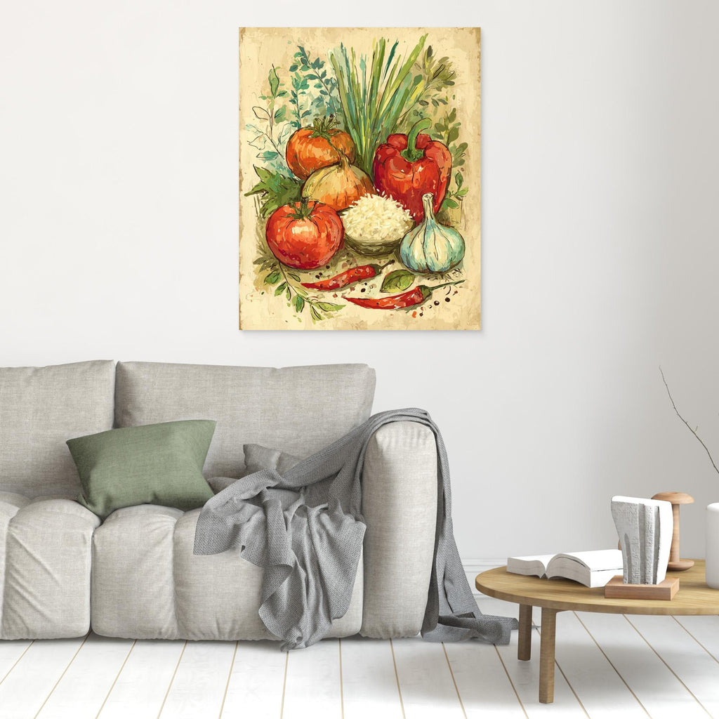 Vintage Style Kitchen Veg Still Life Wall Art | Framed Canvas - Framed Pop Art