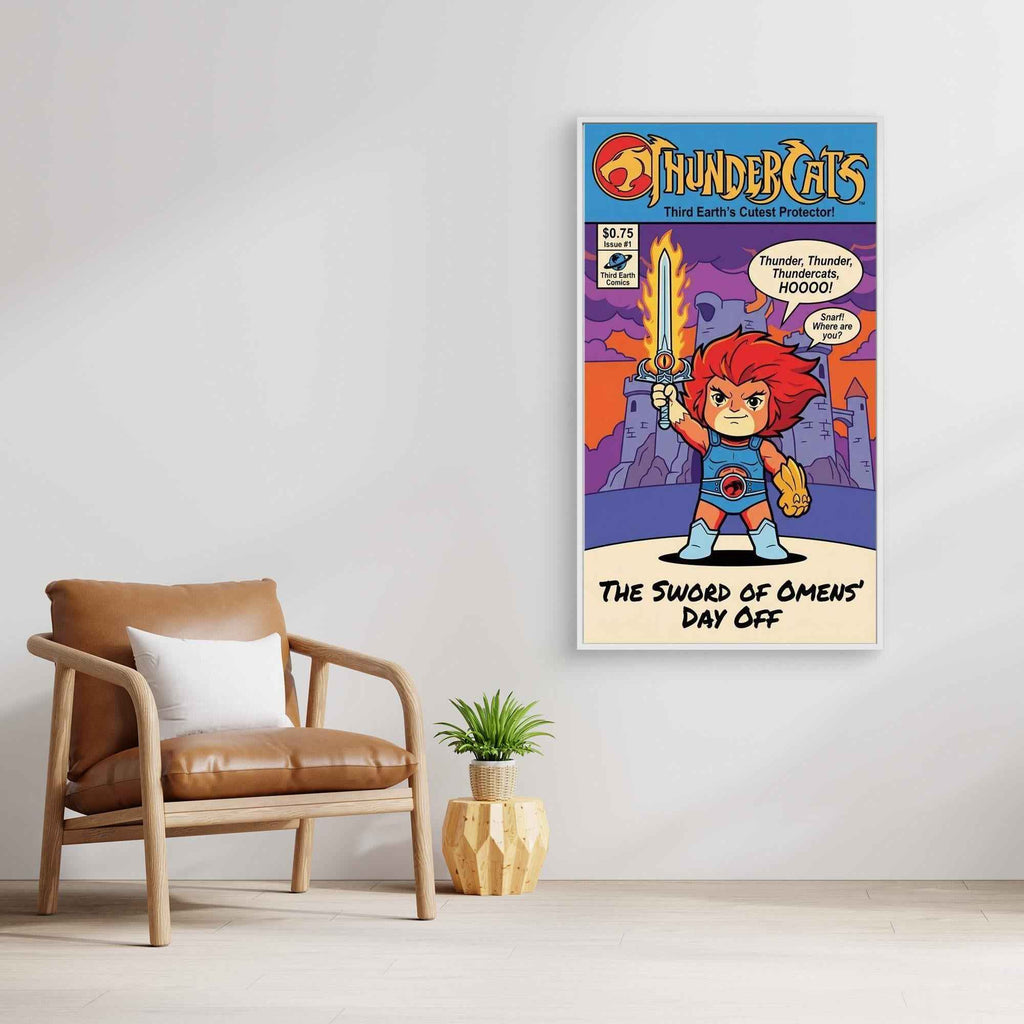 Thundercats Lion-O Parody Comic Art Canvas | Retro Wall Decor - Framed Pop Art