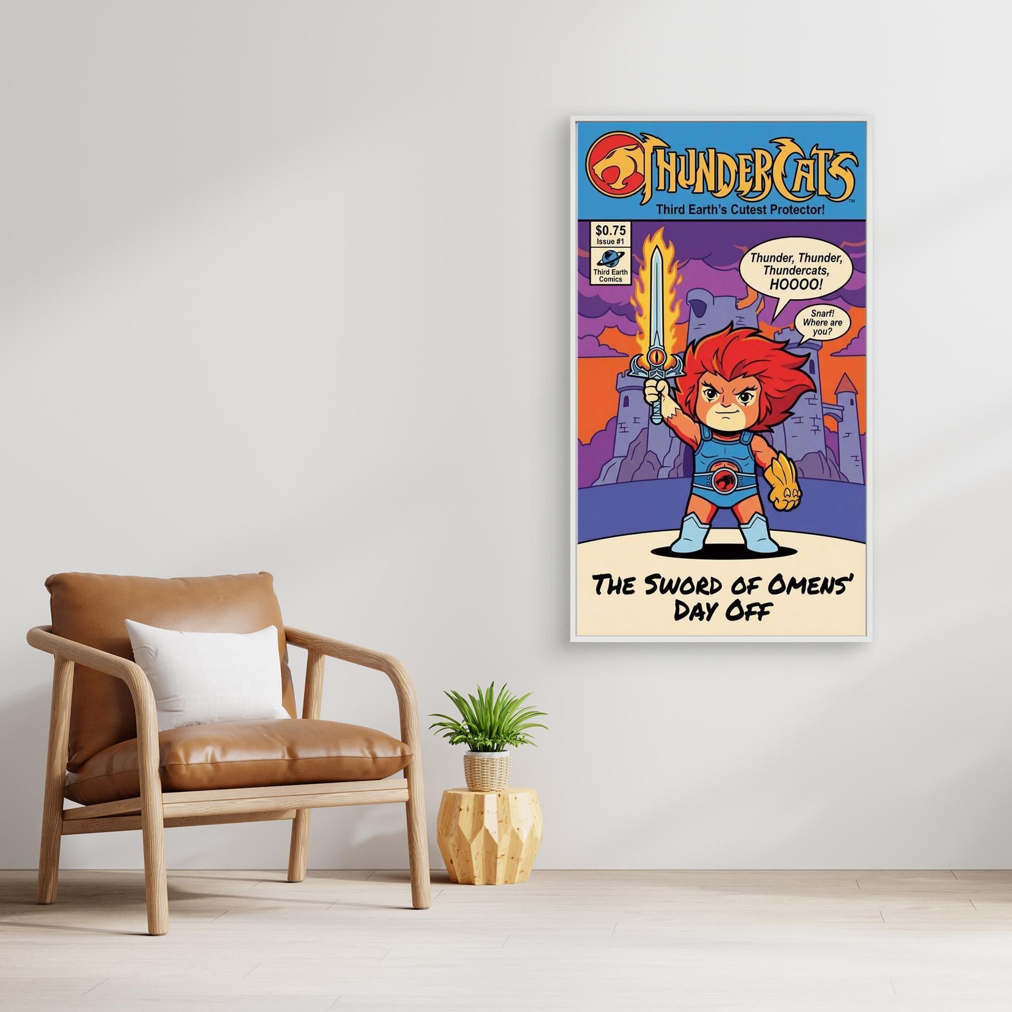 Thundercats Lion-O Parody Comic Art Canvas | Retro Wall Decor