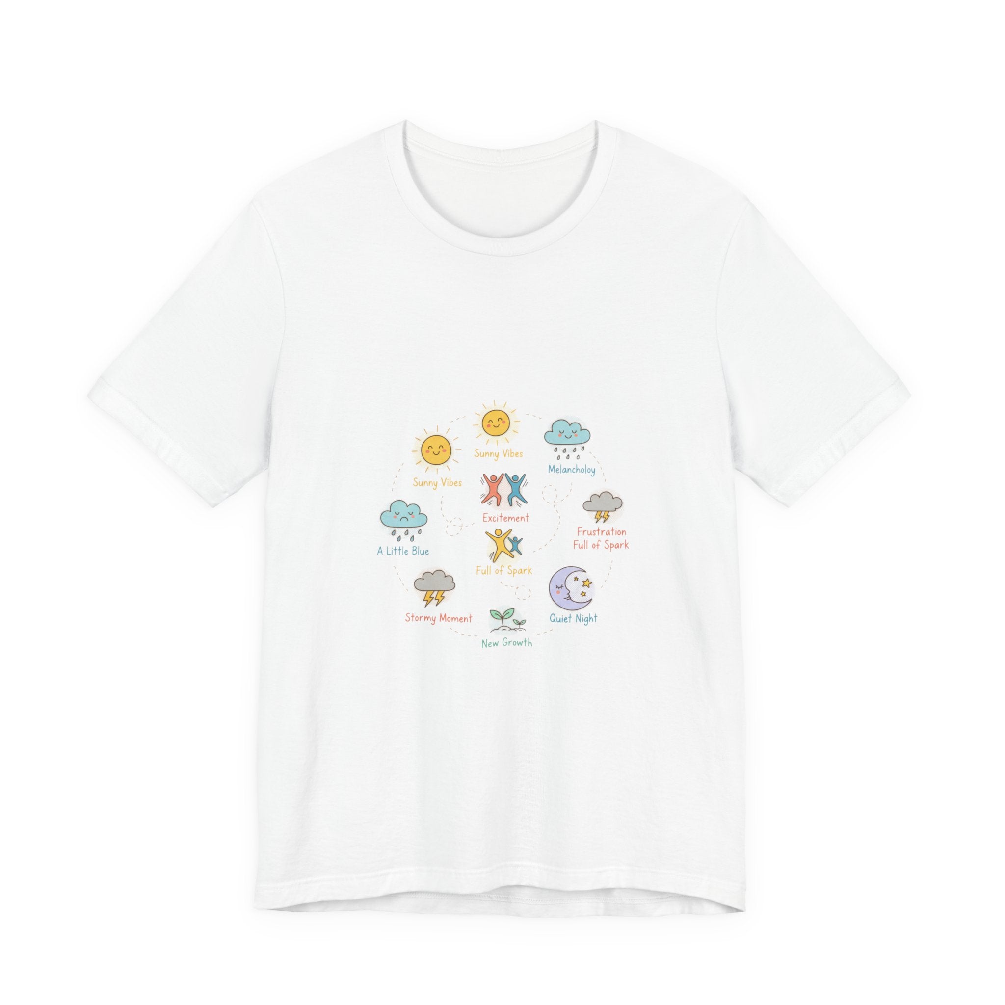 Mood Forecast T-Shirt | Whimsical Weather Emotions Tee - Framed Pop Art