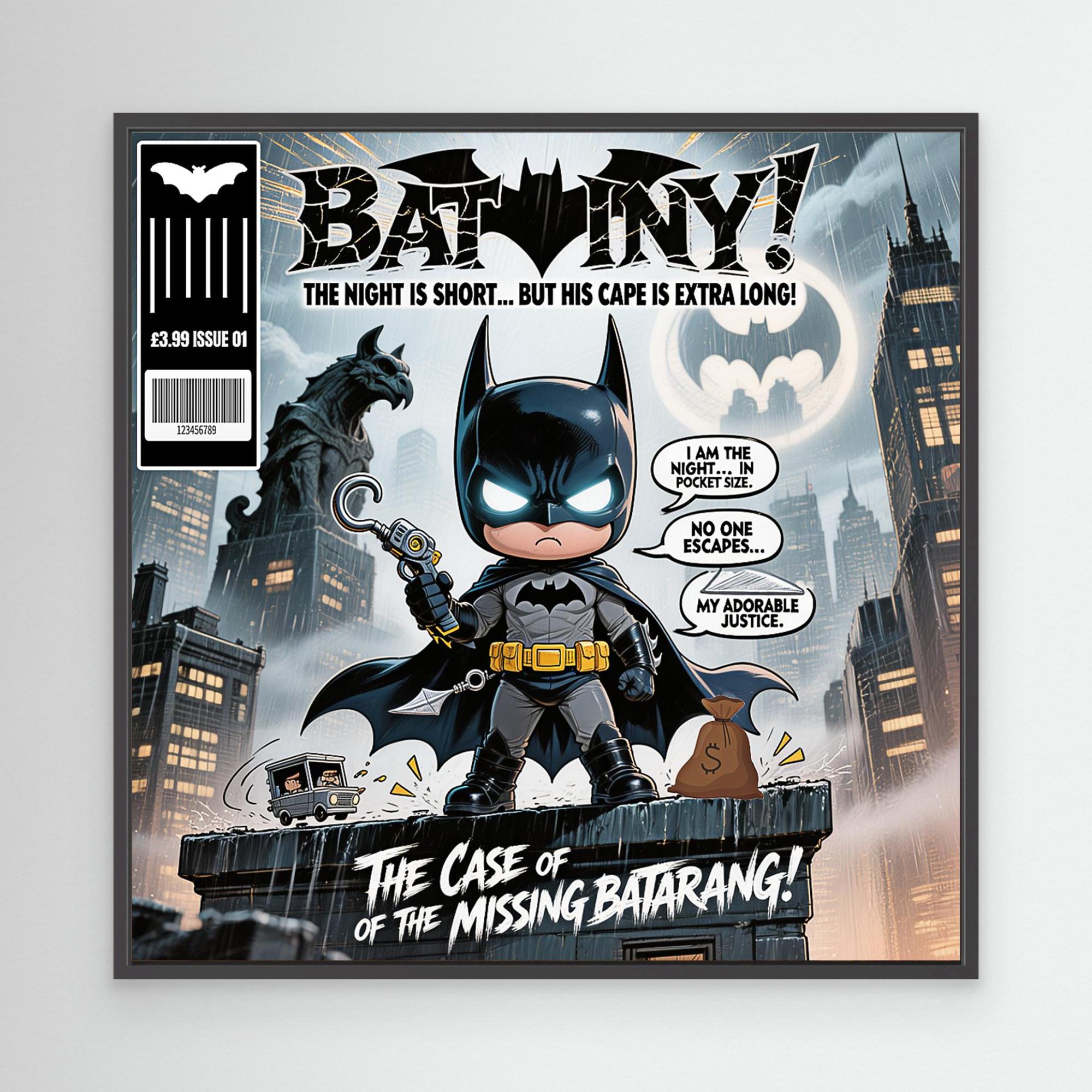 Bat-Tiny Chibi Superhero Art Print | Cute Comic Wall Art