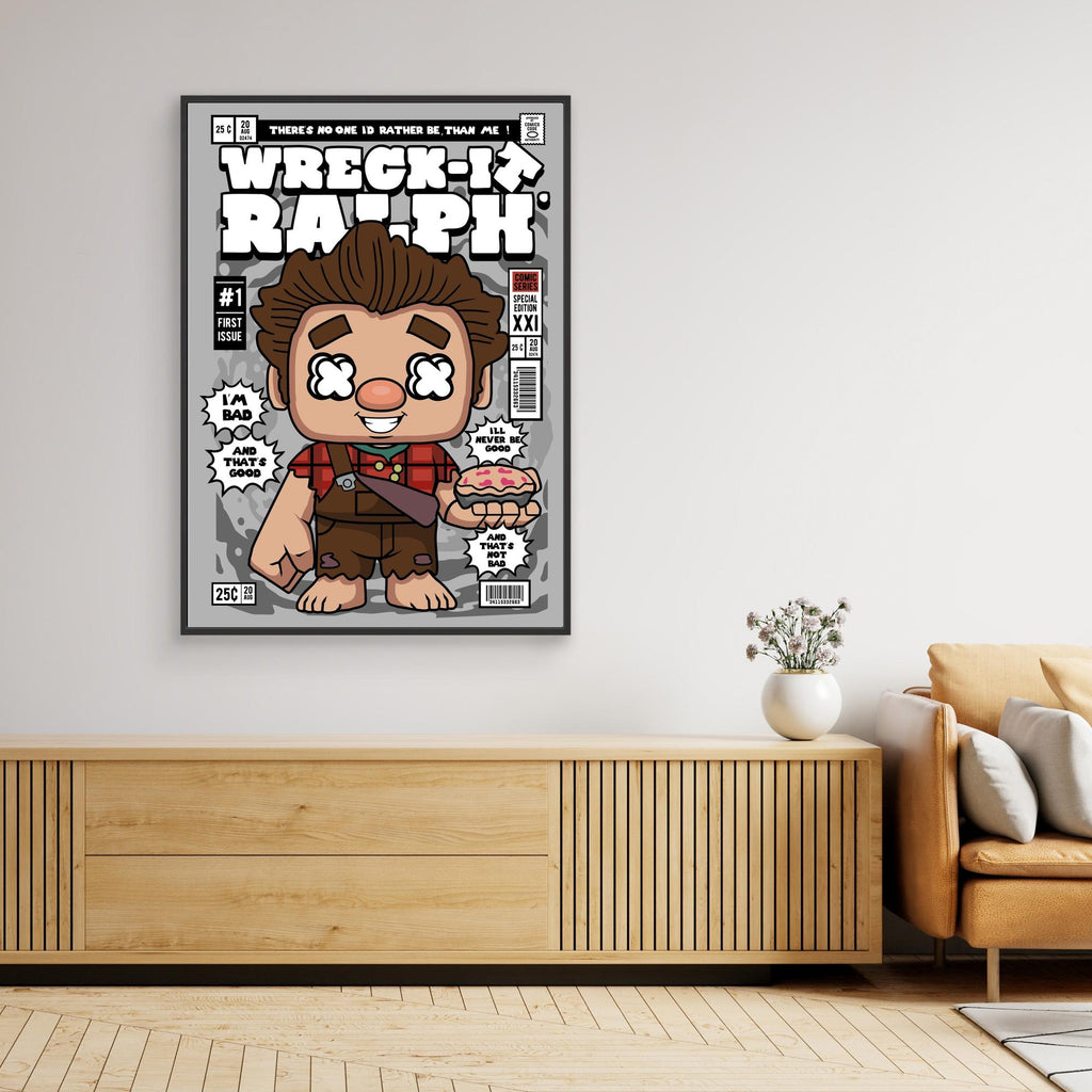 Funny Retro Comic Gamer Canvas Print for Hallway - Framed Pop Art