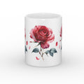 Red Rose Mug – Romantic Gift, 11oz Glossy - Framed Pop Art