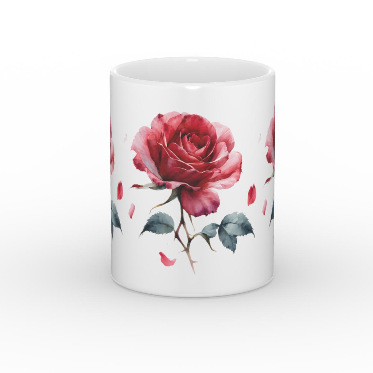 Red Rose Mug – Romantic Gift, 11oz Glossy