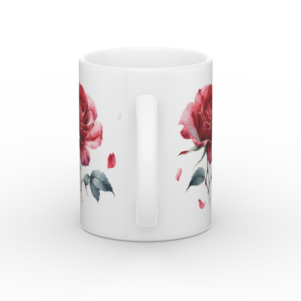 Red Rose Mug – Romantic Gift, 11oz Glossy - Framed Pop Art