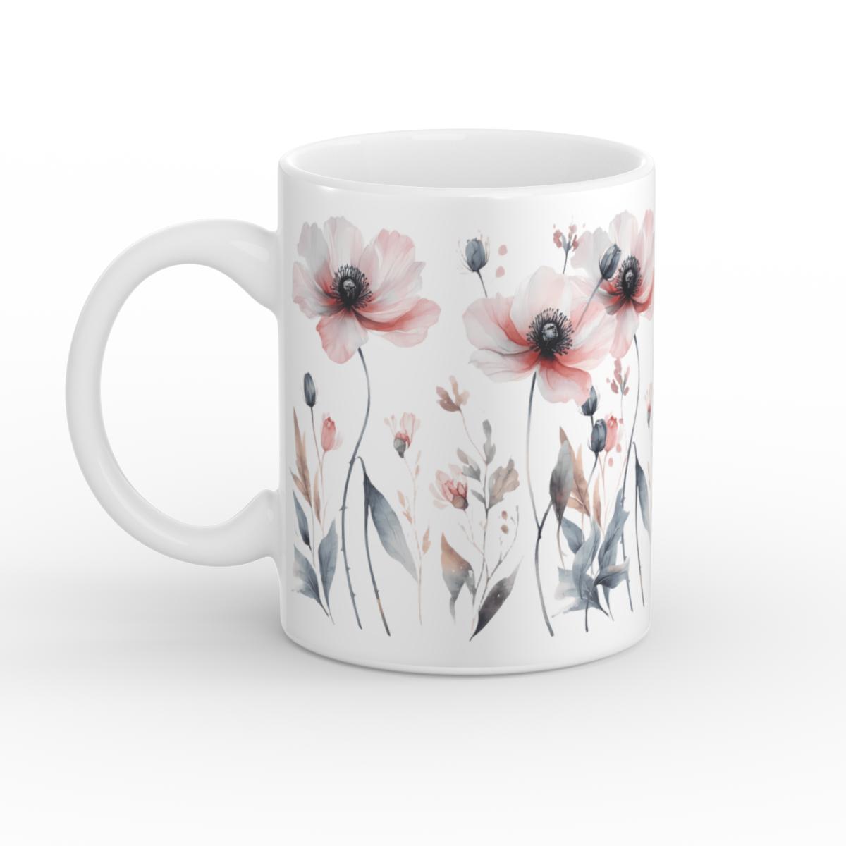 Pink Wildflower Mug – Scandi Decor Gift (11oz)
