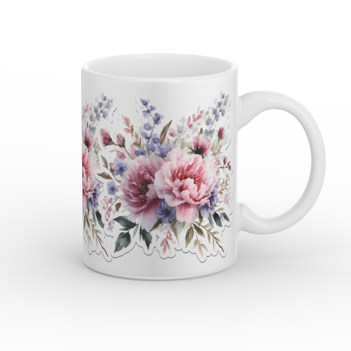 Peony Floral Mug – Cottage Decor Gift (11oz)